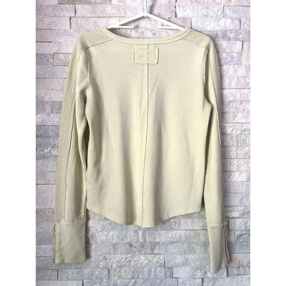 We The Free  Free People Yellow Long Sleeve Cuff Shirt Top  Women's Size Large - Picture 8 of 11